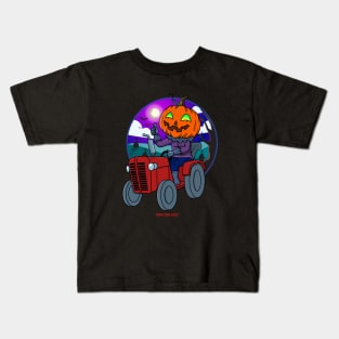 Tractor Critters Pumpkin Halloween Kids T-Shirt